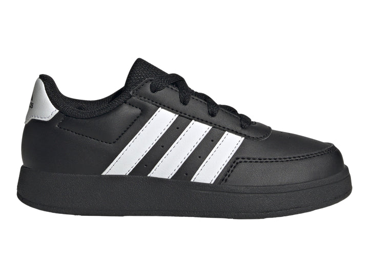 Tenis Adidas Breaknet 2.0 color negro con franjas blancas laterales.