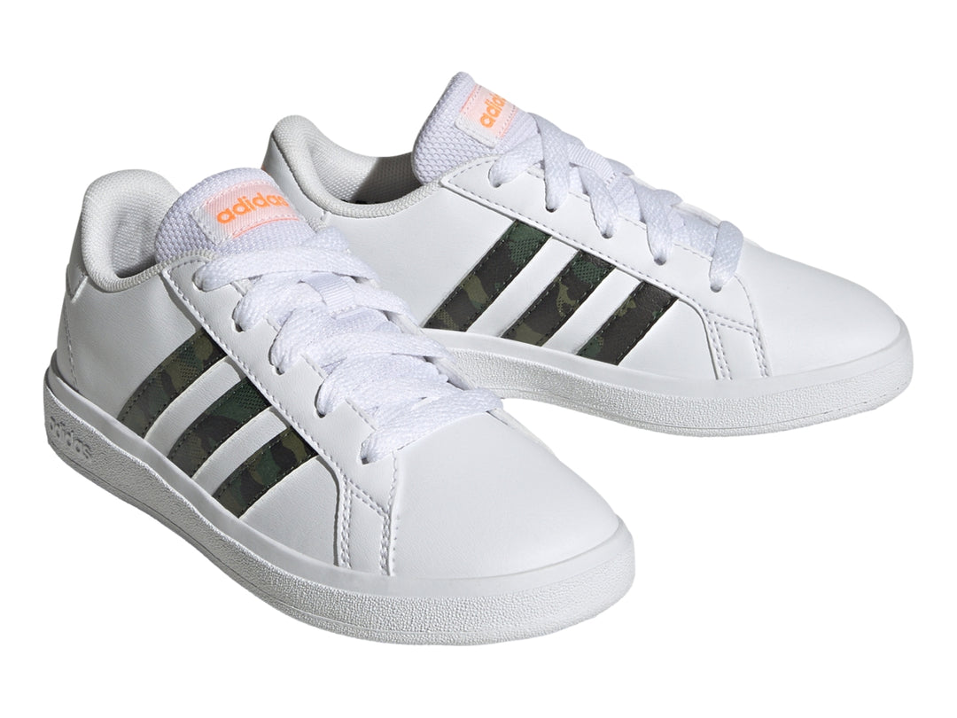 Tenis Adidas Grand Court 2.0 K Blanco y Naranja para Niño