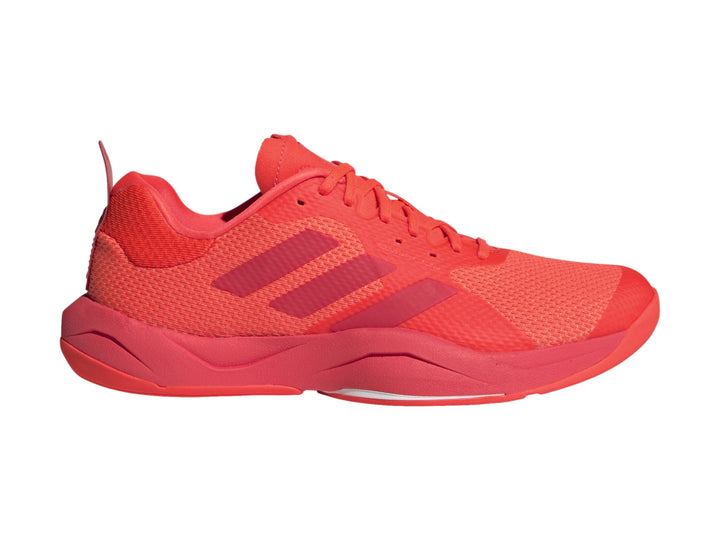 Tenis deportivos Adidas color rojo brillante con malla transpirable y suela sintética.