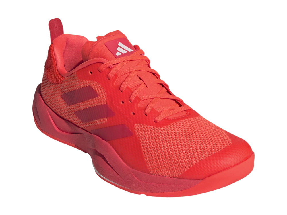 Tenis deportivos Adidas color rojo brillante con malla transpirable y suela sintética.