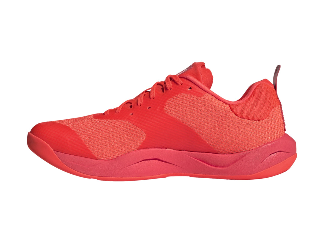 Tenis deportivos Adidas color rojo brillante con malla transpirable y suela sintética.