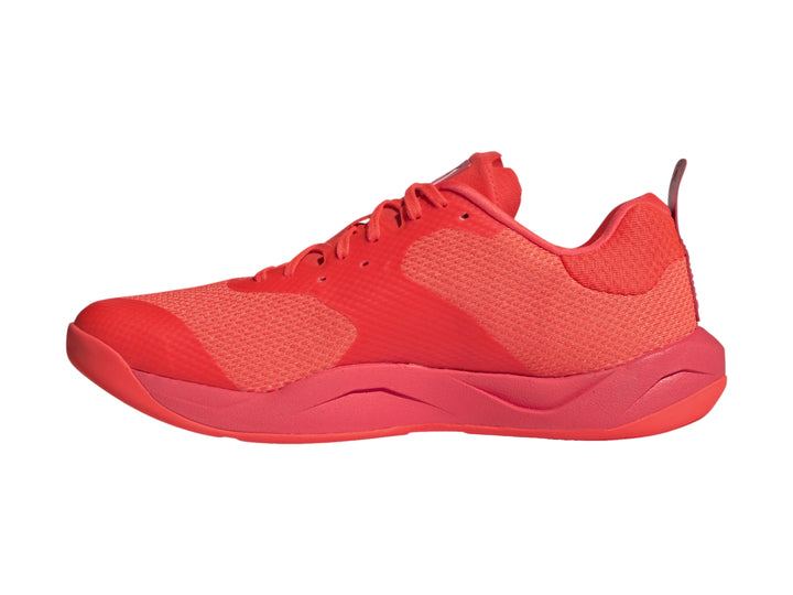 Tenis deportivos Adidas color rojo brillante con malla transpirable y suela sintética.