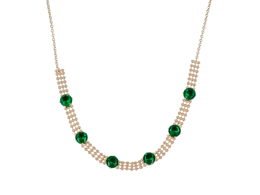 Collar Unlimited Dorado con Piedras Verdes Unisex