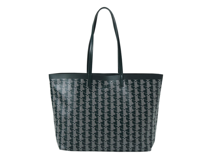 Set de bolso de hombro y cartera Lacoste con estampado geométrico en colores farine y sinople con detalles negros.