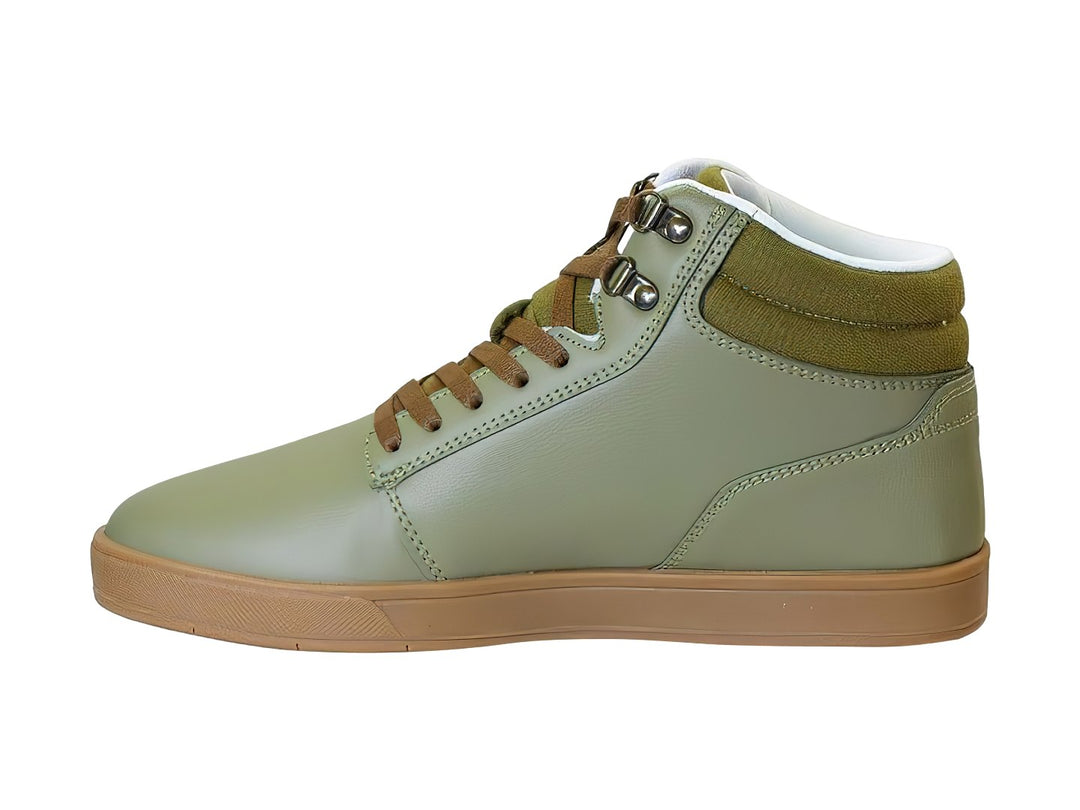 Tenis DC Shoes modelo Adys en color verde crisis, diseño de bota alta con suela café y detalles en blanco.