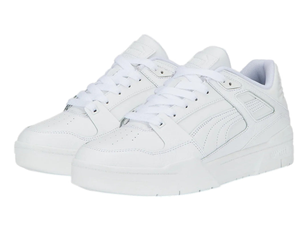 Tenis Puma Slipstream LTH de color blanco total, vista lateral sobre fondo blanco.