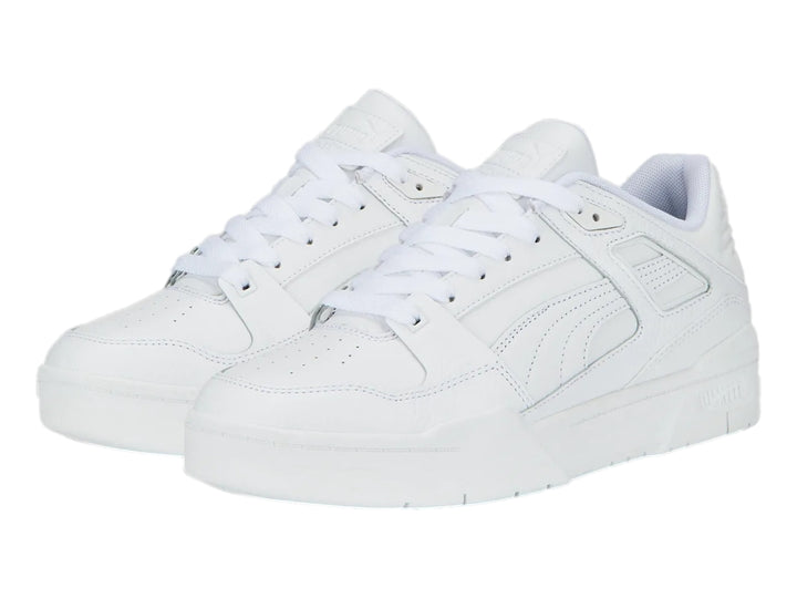 Tenis Puma Slipstream LTH de color blanco total, vista lateral sobre fondo blanco.