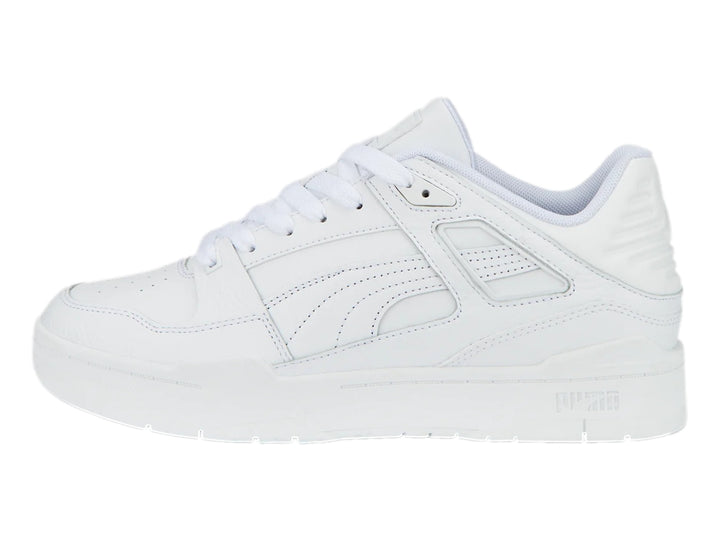 Tenis Puma Slipstream LTH de color blanco total, vista lateral sobre fondo blanco.