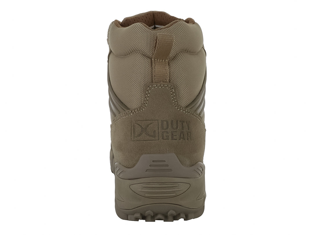 Bota táctica Duty Gear color ámbar con suela robusta y materiales mixtos de cuero y tela.