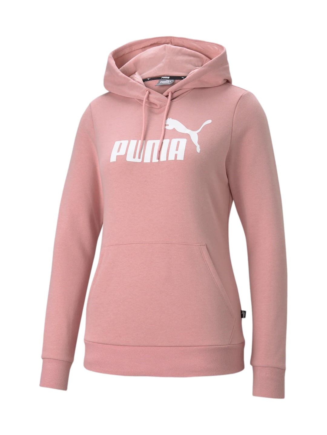 Sudadera con capucha PUMA color rosa Bridal Rose con logotipo blanco en el pecho.