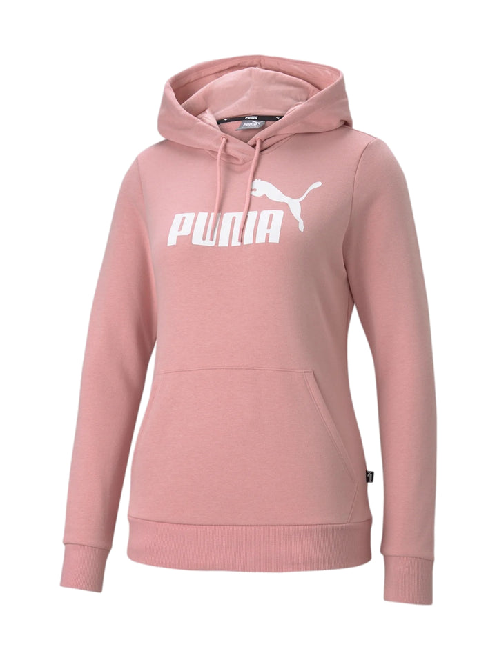 Sudadera con capucha PUMA color rosa Bridal Rose con logotipo blanco en el pecho.