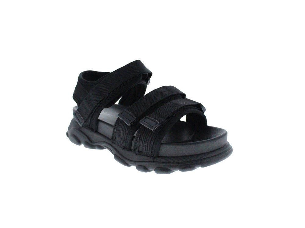 Sandalia deportiva Furor color negro con correas ajustables y suela robusta para niño.
