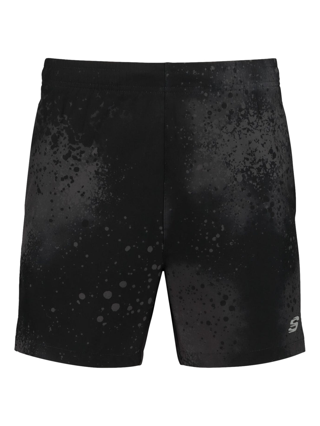 Pantalones cortos deportivos color negro con estampado sutil de la marca Skechers para hombre.