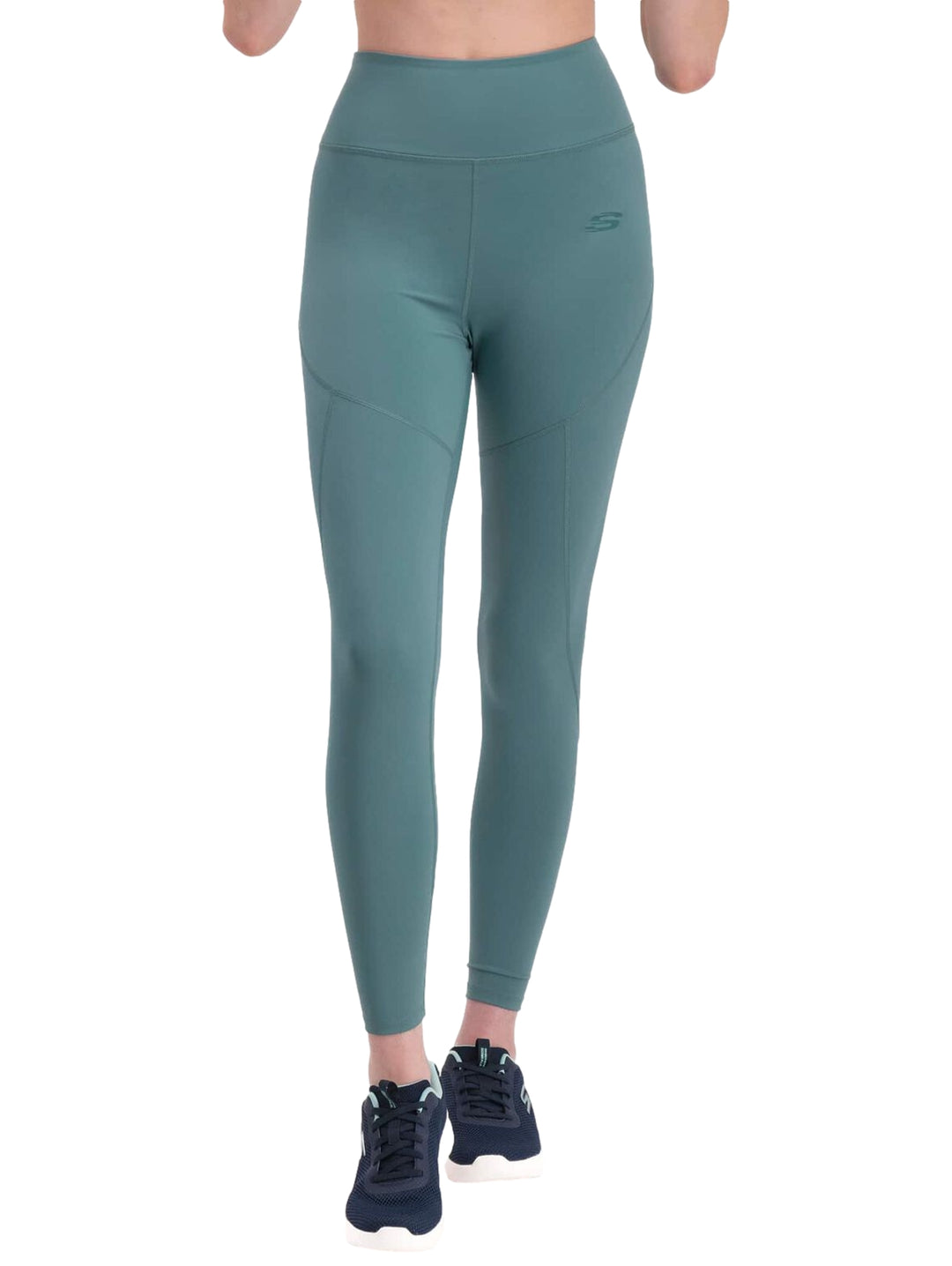 Leggings deportivos SKECHERS de color verde con cintura alta y ajuste ceñido para mujer.