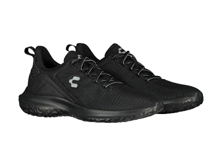 Tenis deportivos Charly color negro con tejido de malla y suela texturizada.
