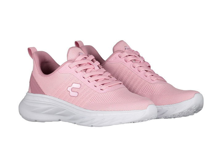 Tenis deportivos Charly de color rosa con suela blanca y tejido de malla.