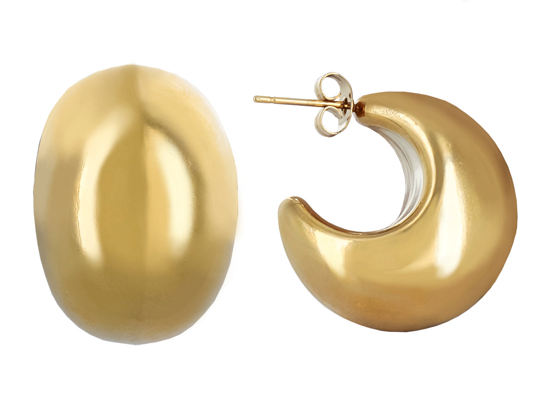 Par de pendientes de aro grueso en color oro con acabado brillante sobre fondo blanco.