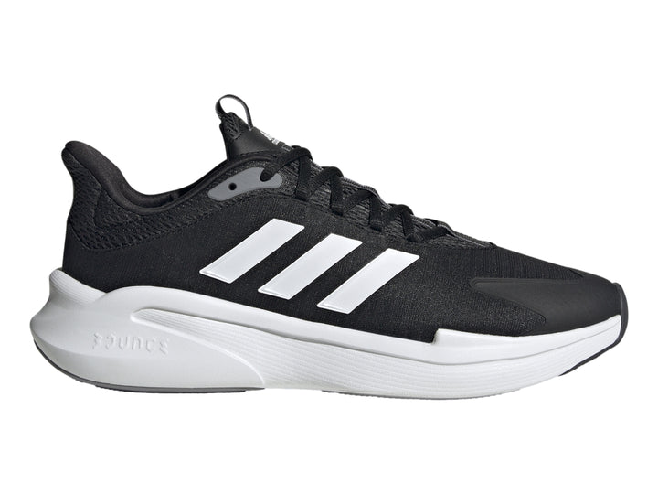 Tenis deportivos Adidas color negro con tres franjas blancas y suela blanca.