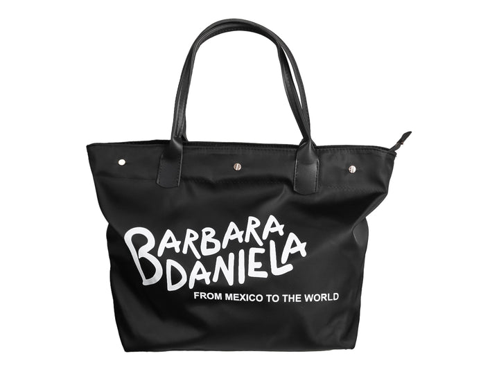 Bolso tote negro con estampado blanco &