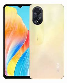 Teléfono inteligente OPPO A38 en color dorado, vista frontal y trasera.