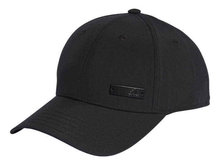 Gorra de béisbol Adidas en color negro con visera curva y placa frontal discreta.