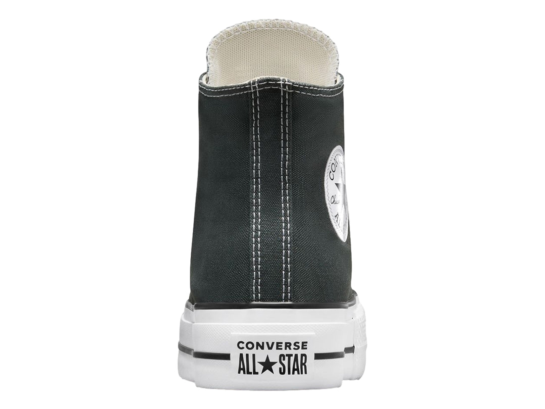 Tenis Converse Chuck Taylor All Star Lift HI en color gris oscuro con suela blanca de plataforma.
