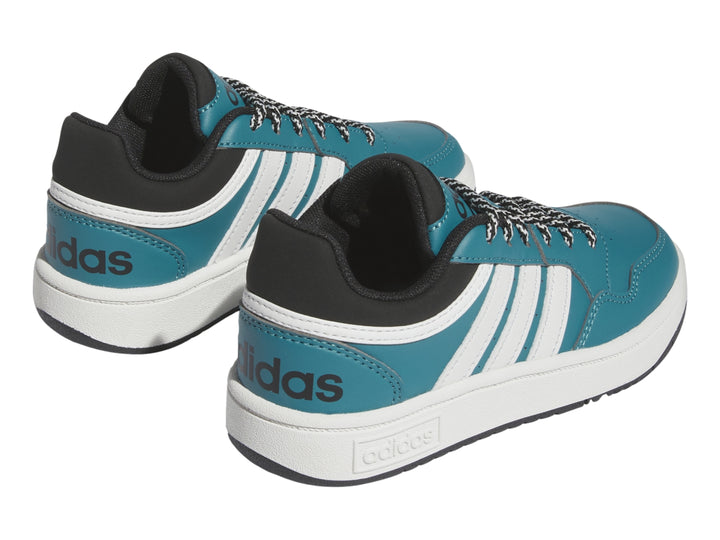 Tenis Adidas Hoops 3.0 en color azul Arctic Fusion con franjas blancas y detalles en negro.