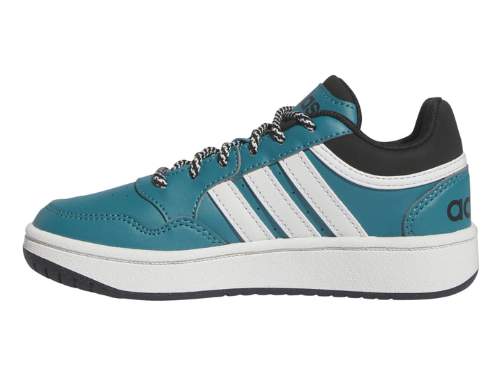 Tenis Adidas Hoops 3.0 en color azul Arctic Fusion con franjas blancas y detalles en negro.