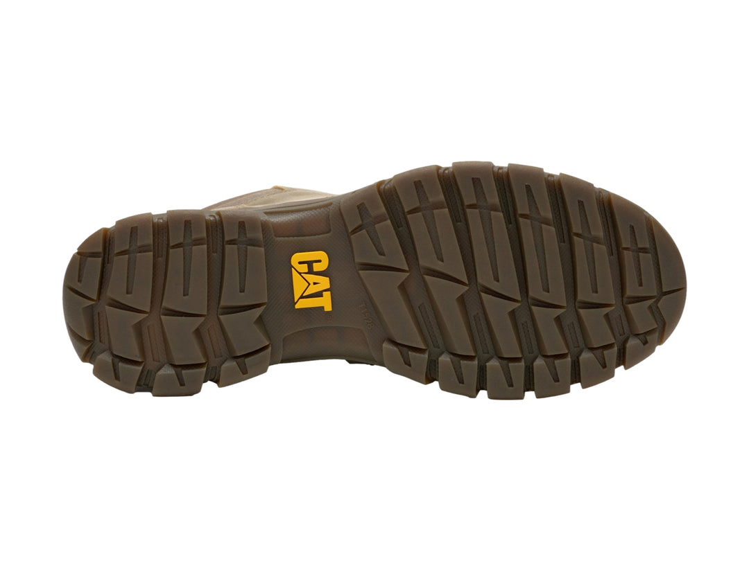 Botín Caterpillar modelo Threshold Chukka en color marrón de cuero con suela robusta y cordones.