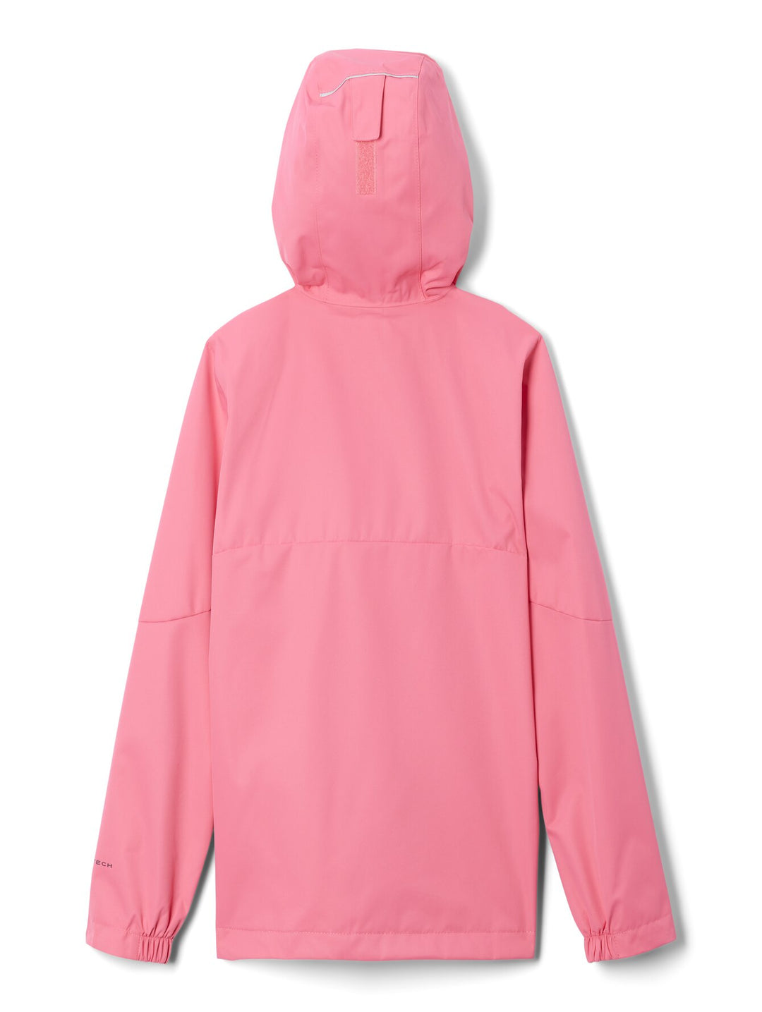 Chaqueta deportiva Columbia color rosa Camellia Rose con capucha y forro interior gris.