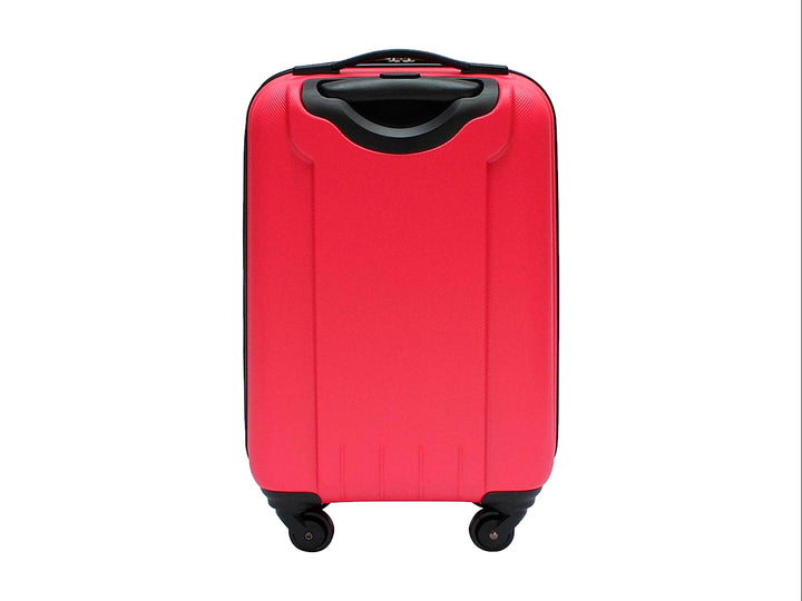 Maleta de equipaje rígida Samsonite color rosa claro con ruedas spinner y diseño de relieve cuadrado.