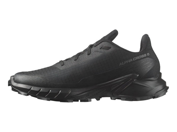 Tenis Salomon Alphacross 5 color negro, diseño deportivo para trail running con suela robusta.