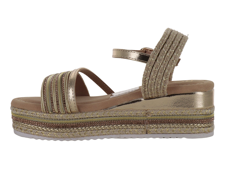 Sandalias de plataforma color dorado con correas y cierre de hebilla para Niña.
