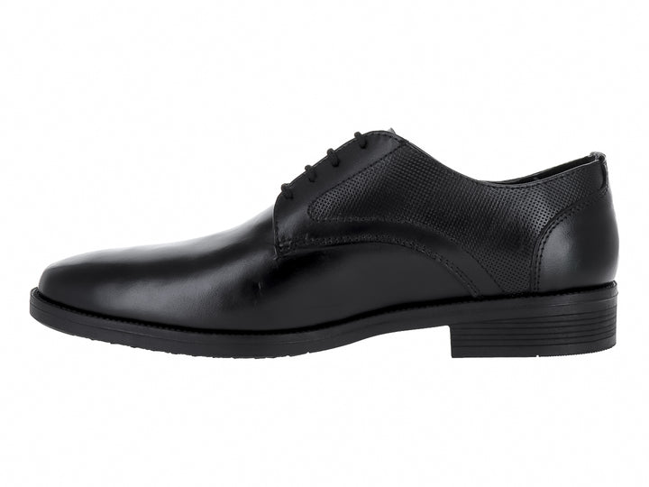 Zapato formal para hombre marca Elegancy en color negro con agujetas y acabado brillante.