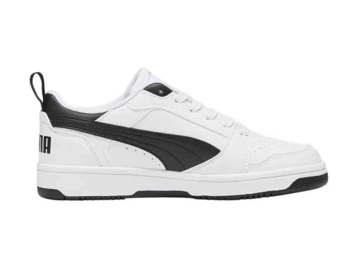 Tenis PUMA Rebound V6 Lo Blanco y Negro para Niño