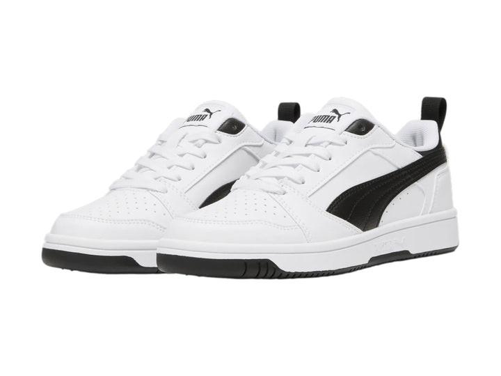 Tenis PUMA Rebound V6 Lo Blanco y Negro para Niño