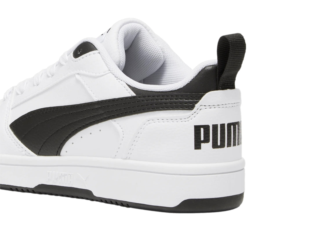 Tenis PUMA Rebound V6 Lo Blanco y Negro para Niño