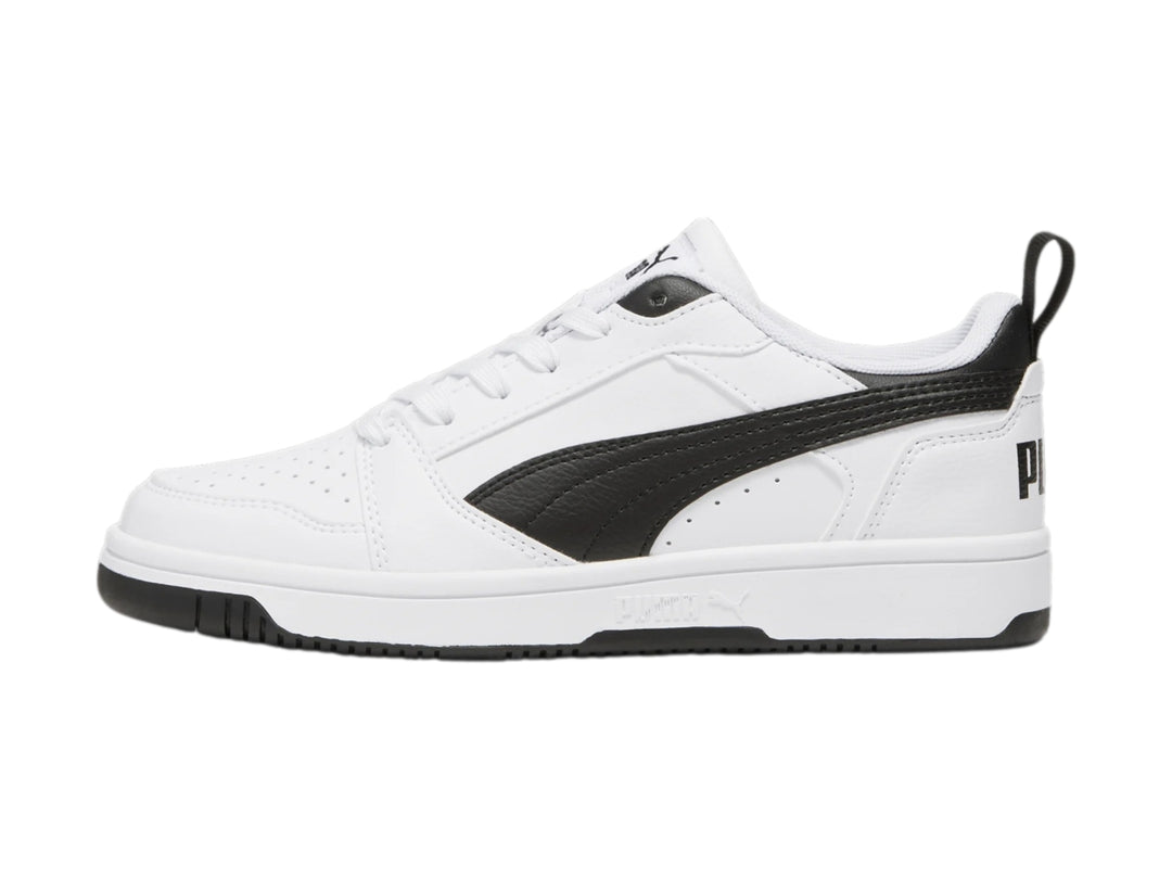 Tenis PUMA Rebound V6 Lo Blanco y Negro para Niño