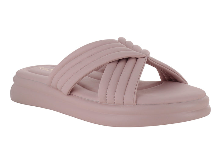 Sandalia ROZE color rosa con tiras acolchadas cruzadas y suela de plataforma ancha.
