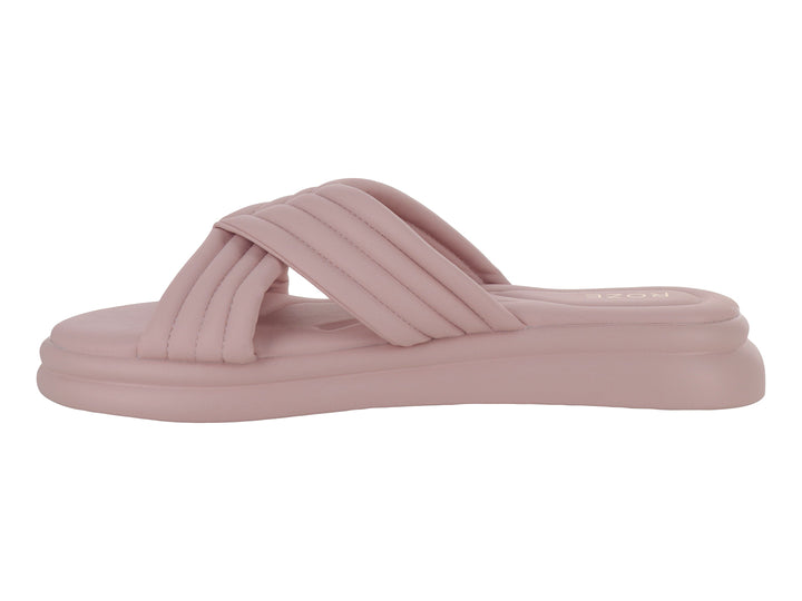 Sandalia ROZE color rosa con tiras acolchadas cruzadas y suela de plataforma ancha.