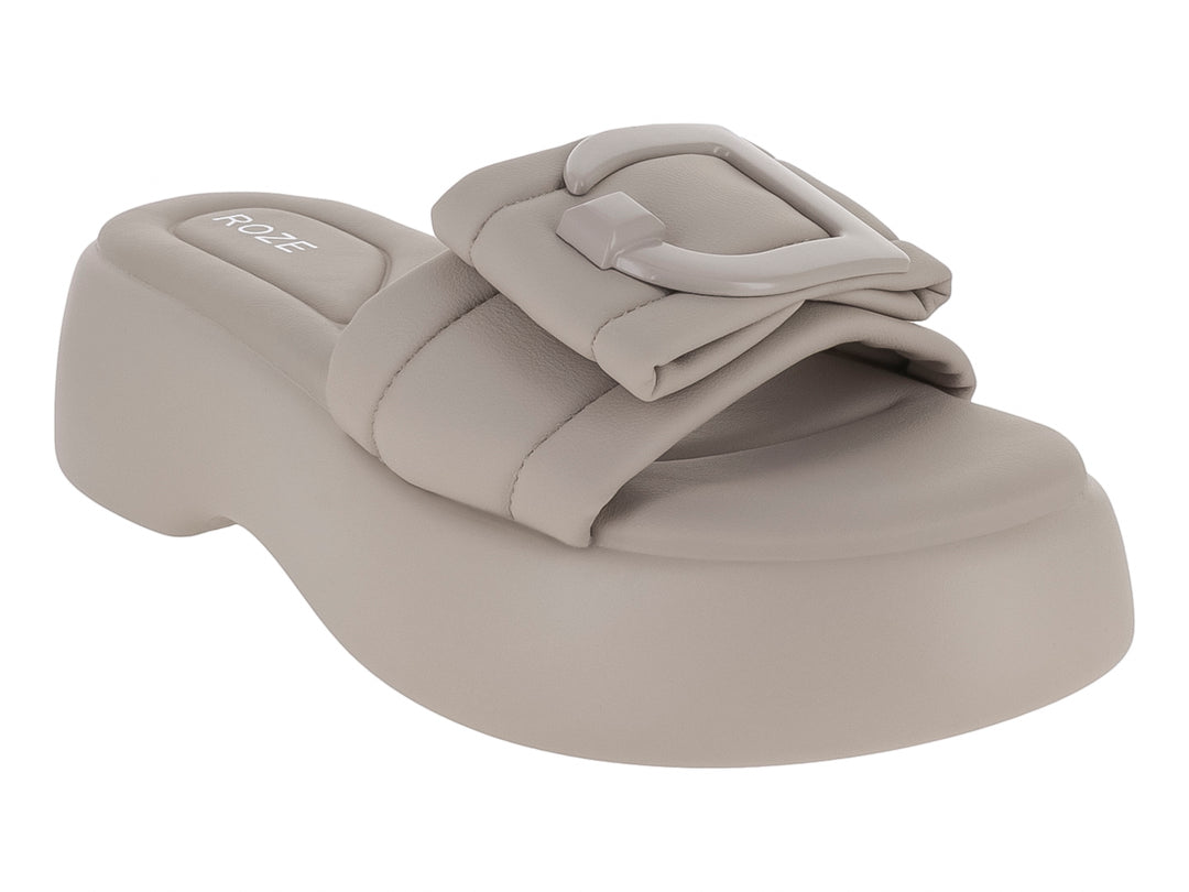 Sandalia de plataforma color gris marca ROZE con diseño moderno y acabado mate.