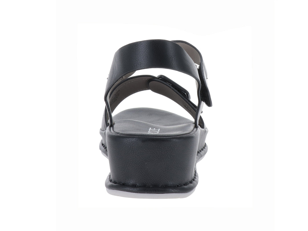 Sandalia de plataforma color negro con correa ajustable y hebilla para mujer.