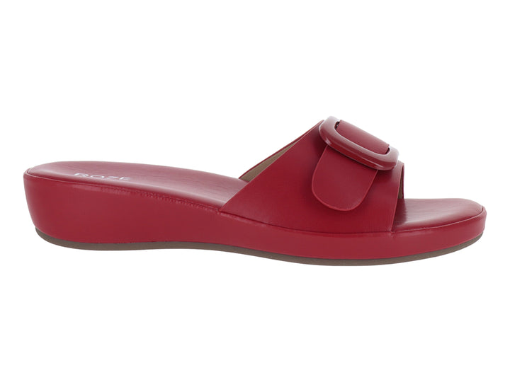 Sandalia roja de plataforma con hebilla decorativa para Mujer.