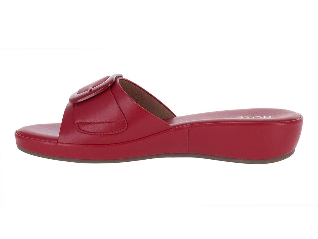 Sandalia roja de plataforma con hebilla decorativa para Mujer.