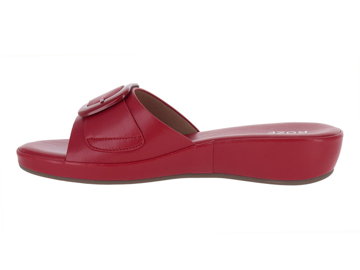 Sandalia roja de plataforma con hebilla decorativa para Mujer.