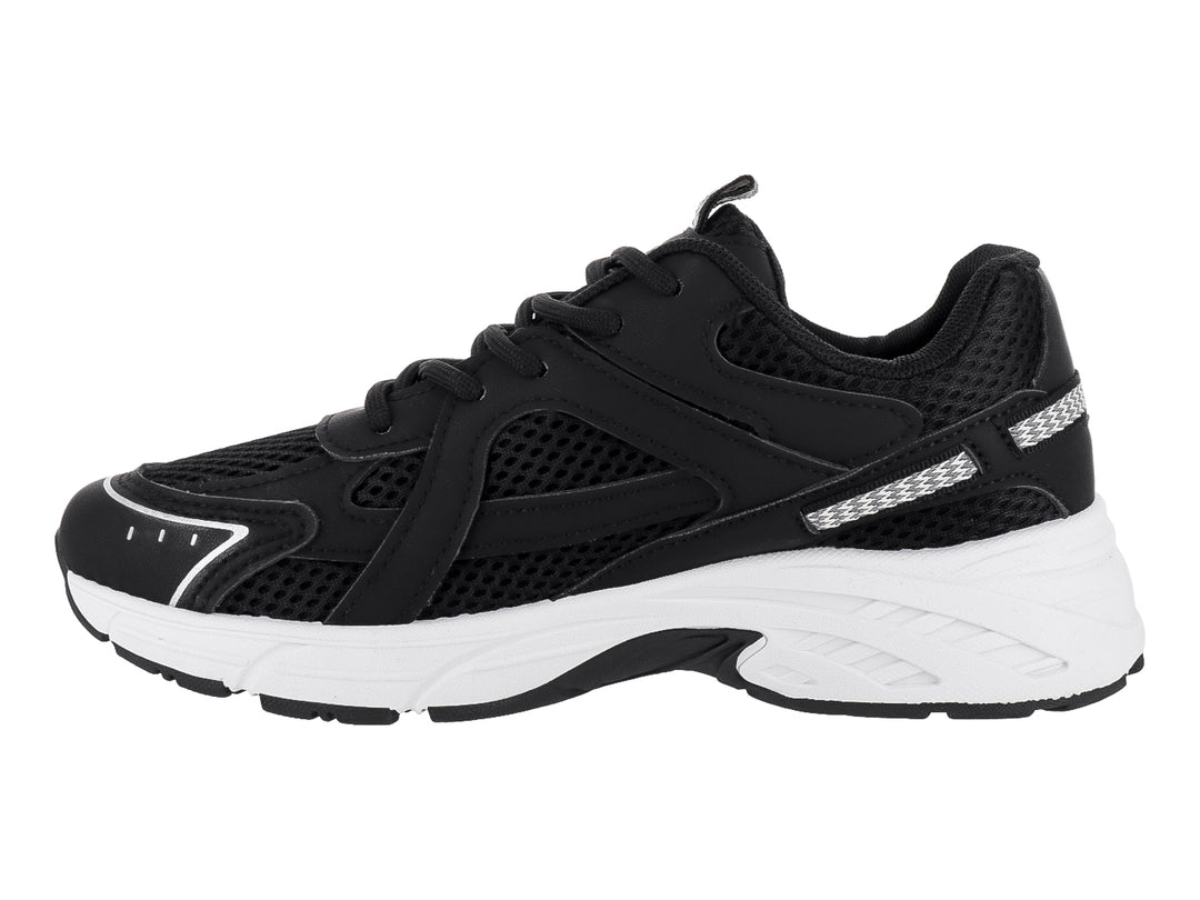 Tenis deportivos ATOK en color negro con detalles en gris y suela blanca gruesa.
