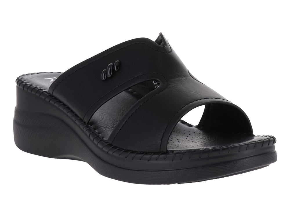 Sandalia de plataforma color negro para mujer con diseño casual y suela gruesa.