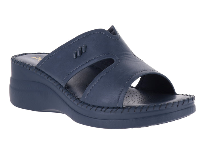 Sandalia de plataforma color azul marino con diseño casual y suela de cuña.