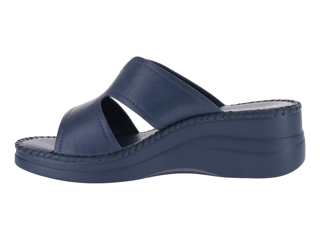 Sandalia de plataforma color azul marino con diseño casual y suela de cuña.