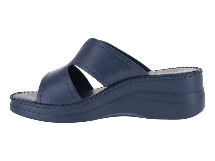 Sandalia de plataforma color azul marino con diseño casual y suela de cuña.